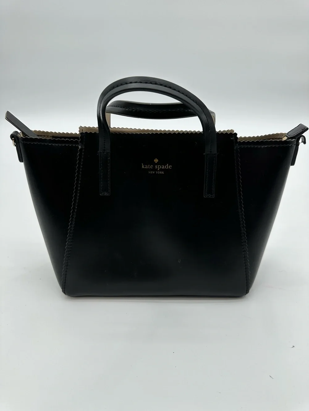 kate spade Black Scalloped-Edge Tote Bag Purse